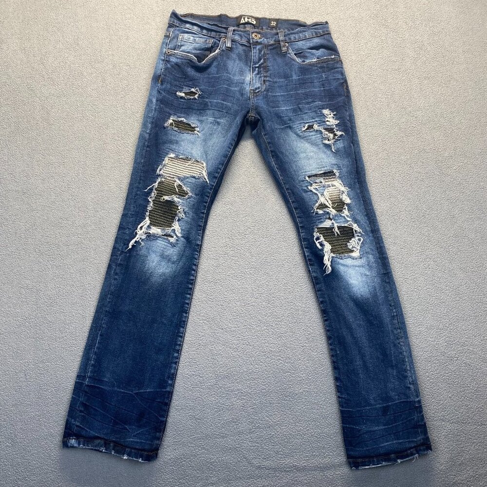 AHP Another Hype Piece Jean Men 32 Bleach/Acid Wash Distressed Hip Hop,Stretch